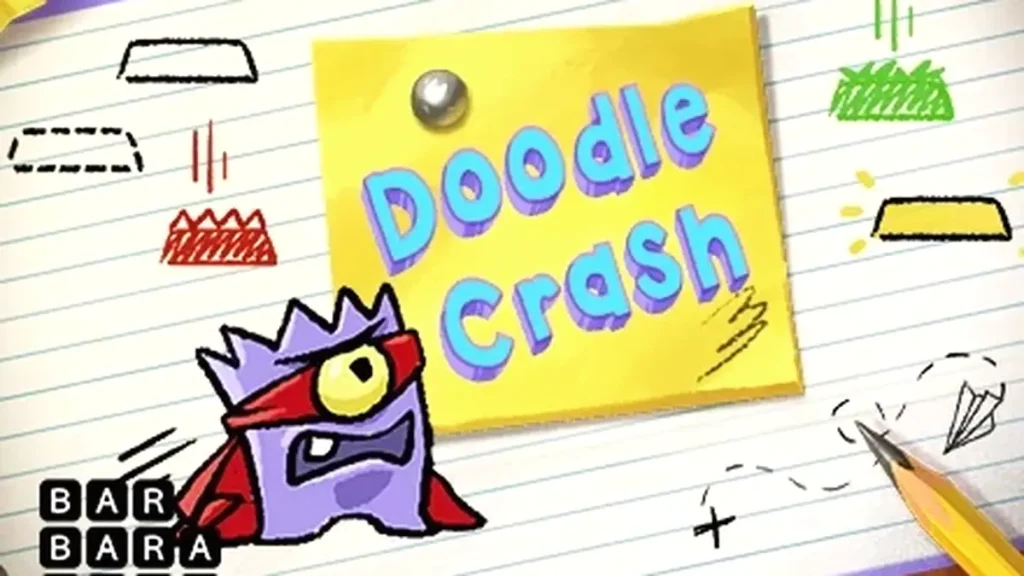 Tampilan antarmuka game Doodle Crash pada layar ponsel pintar