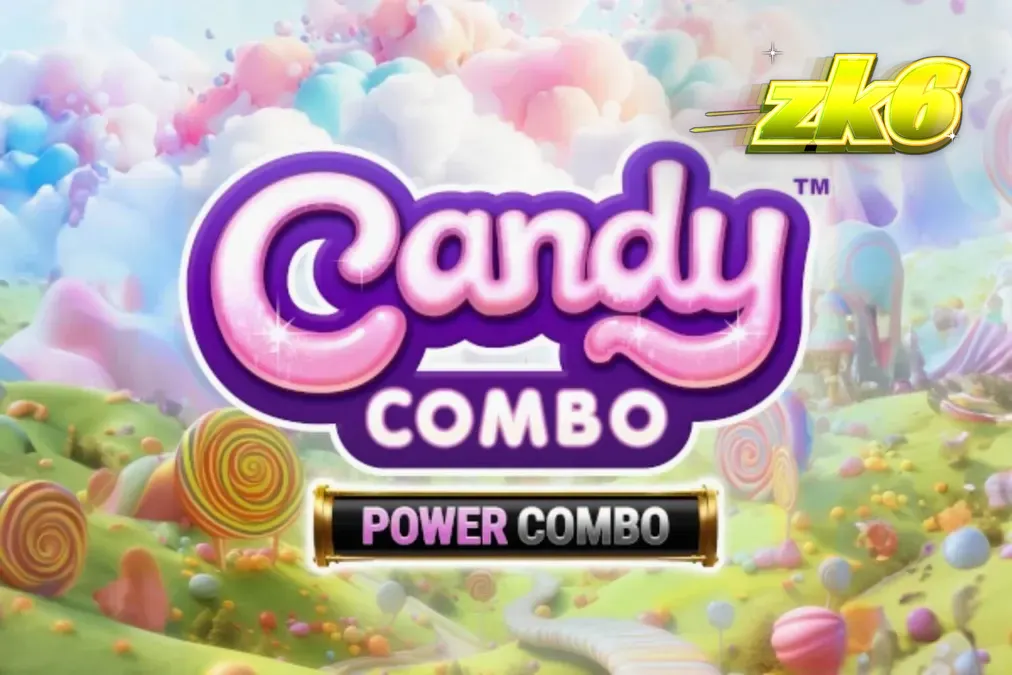 Tampilan visual slot Candy Combo Power Combo King Millions dengan kastil permen dan gulungan berwarna merah muda.